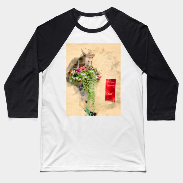 Hanging Flower Basket - Watercolour Baseball T-Shirt by Graz-Photos